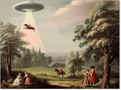 UFO Funny Trippy Wall Art Victorian Unique Poster Landscape Oil Painting Canvas