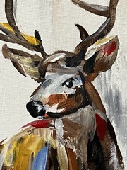 Atherton 11×14 Original Expressionism Acrylic Painting „Deer snow forest“ signed