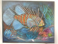 Original Hand Painting Lion Fish Seaside Coastal Artwork 16×20 Canvas Wall Art