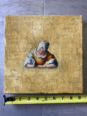 Original Painting 9” x 9” By Judy Sowa “Milkmaid X” Jan Vermeer Series