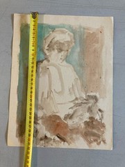 Portrait Painting Man Gouache Paper Expressionist 1950 Expressionism Art