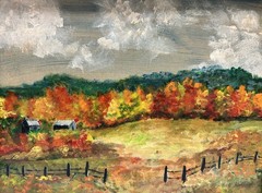Vintage Original Oil Painting Landscape Framed Signed 12×15 Art Cottagecore