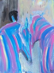 Stallions in Love Expressive Acrylic Painting 16×20 Romantic Modern Art