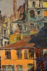European Street Scene Oil Painting signed Pal Fried (American/Hungarian)