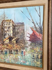 FRENCH IMPRESSIONIST L ALEXIS ARTIST FRANCE PARIS STREET SCENE FRAMED OIL CANVAS