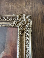 Vintage Framed Print “Young Girl Reading” Painting Ornate Gold Plastic Frame
