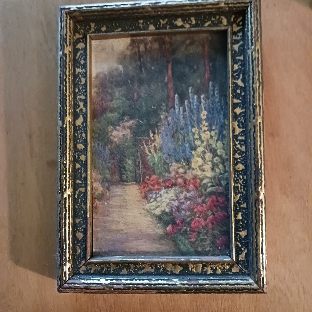 Vintage Flower Oil Painting. Signed. Hobbs and Sutphen Framers, Chicago