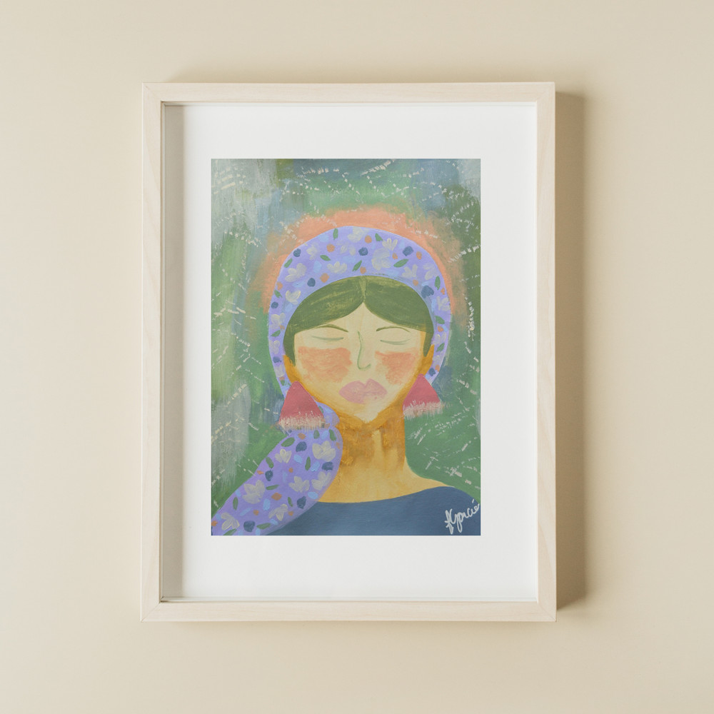 Muse Era Pastel Arab Woman 9×12 Original Expressionism Acrylic Abstract Art