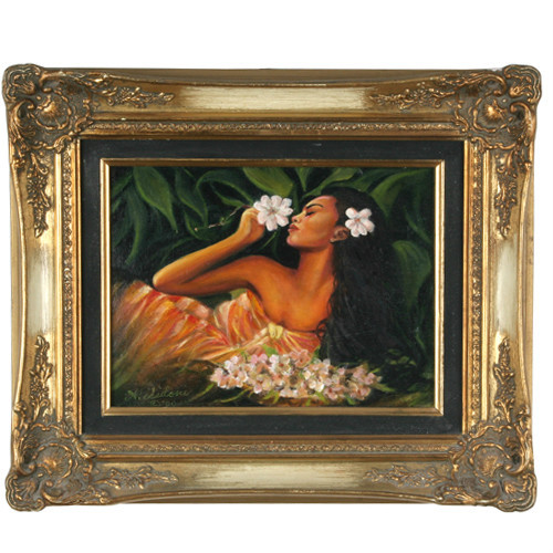 „Tahitian Beauty w/ Flowers“ By Anthony Sidoni Signed Oil on Canvas