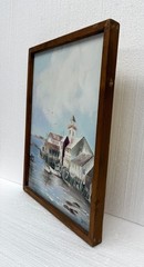 Vintage Nautical Fishing Boats Sea Scape Signed Drake Canvas Oil Painting