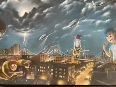 WAYNE CHANG ALL ORIGINAL OIL PAINTING 36″X24″ GORILLAZ IN BROOKLYN SIGNED ART