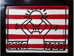 KEITH HARING ORIGNAL SIGNED ACRYLIC ON CANVAS
