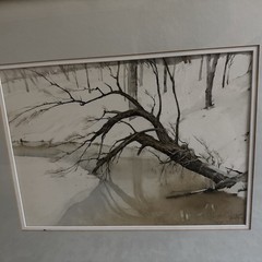 John Webster Signed Framed Winter Landscape Watercolor Painting 1989 Frame 18×22