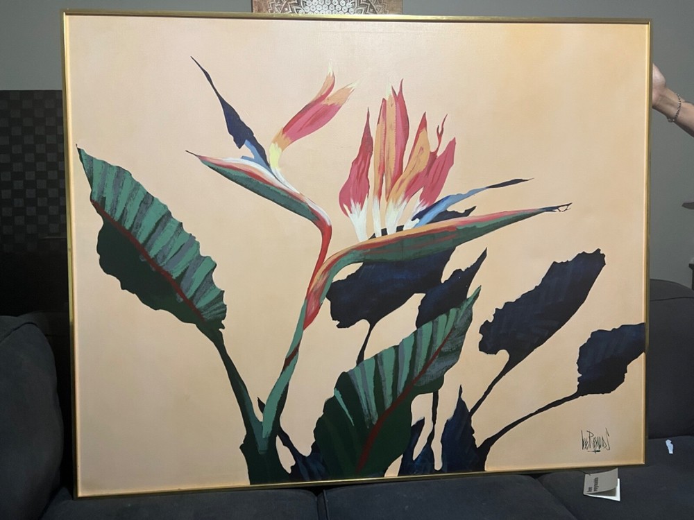 Original Signed LEE REYNOLDS‘ Vintage Impressionist Birds of Paradise-4 x 5 feet