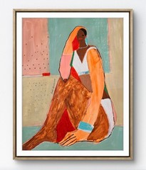 24×18 Original Painting OOAK Abstract Outsider Woman Portrait Figurative