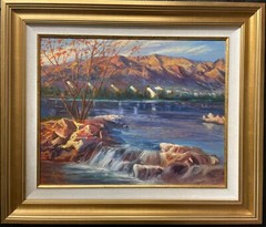Robert Lui „Reflections on the Lake“ Hand Signed Framed Original Oil Art New!