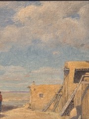 ANTIQUE HOPI PUEBLO PAINTING MATHIAS SANDOR NATIVE AMERICAN INDIAN LANDSCAPE OIL
