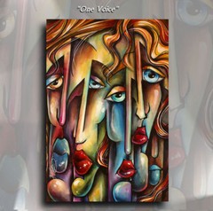 Face Art Urban Expression Portrait Painting „One Voice“Mix Lang Original Cubism