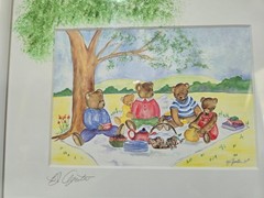 Unique Anthropomorphic Animal Watercolor Signed by BJ Agerta, read description