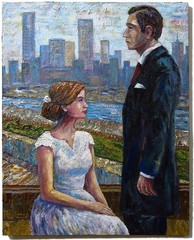 ORIGINAL OIL█PAINTING VINTAGE REALISM█ART SIGNED MAN LOVE DRESS POP FORMAL 30×24