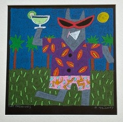 VINTAGE CAT ORIGINAL OIL PASTEL CAT FASHIONS NANCY COFFELT – PORTLAND OREGON