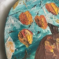 Autumn Pumpkin Golden Berry Original Art Work Canvas Autumn