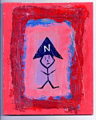 VINTAGE NAPOLEON – Painting 8X10 OOAK Abstract Dada Surrealism History Brandy