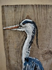 Blue Heron Painting On Barnwood Rustic Decor Wetlands Waterfowl Crane Art