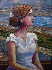 ORIGINAL OIL█PAINTING VINTAGE REALISM█ART SIGNED MAN LOVE DRESS POP FORMAL 30×24