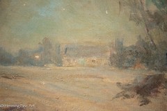 Vintage Impressionist Oil Painting Winter River Landscape Unsigned, Fine 20×24″