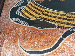 AUSTRALIAN ABORIGINAL ARTWORK RAINBOW SERPENT CENTRAL OUTBACK 74cm X 59cm