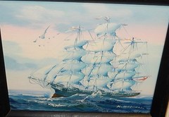 K.MASKELL SAILING SHIP ORIGINAL OIL ON BOARD PAINTING