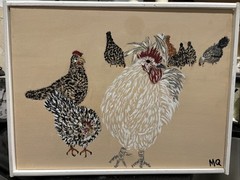 Chickens, an original painting