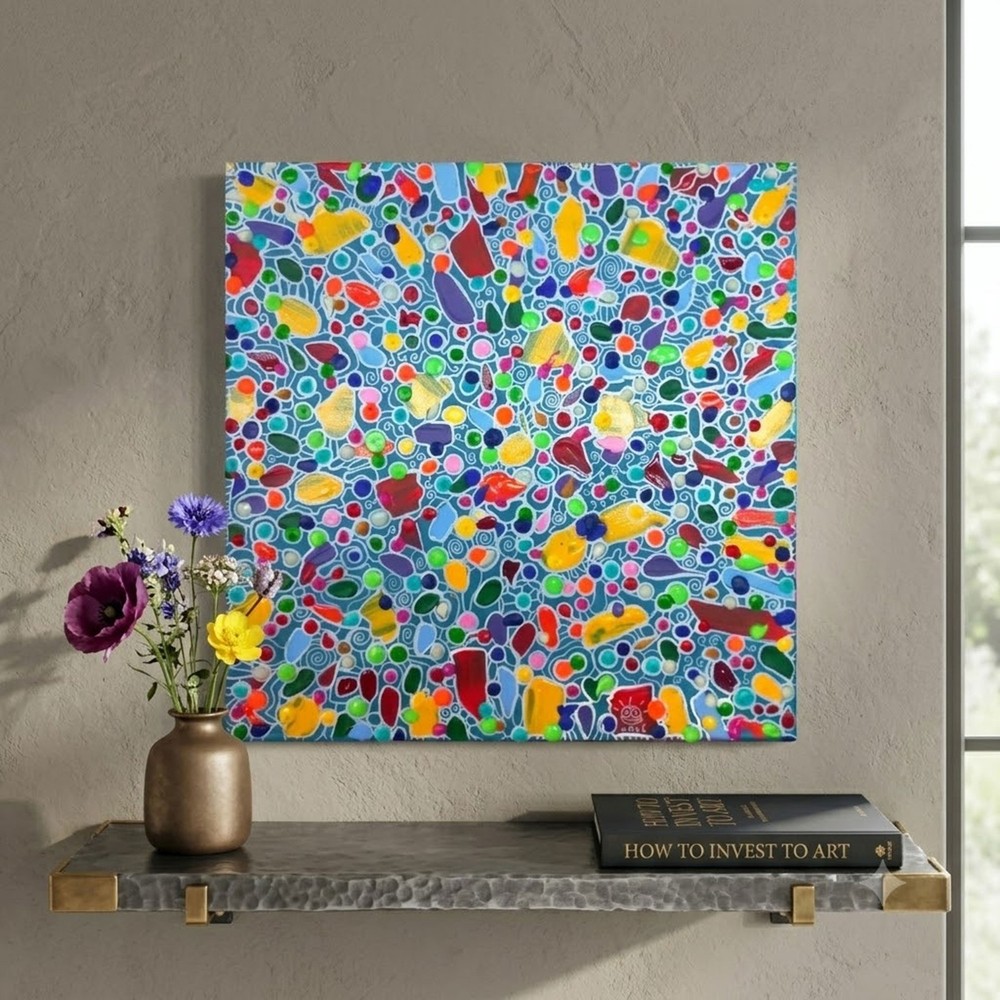 Glow in Dark, UV light active, Hand-painted Original 50×50 cm, 19,68×19,68 in