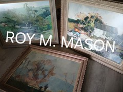 LARGE SIZE , Roy M. Mason Framed Original Painting – Signed Titled Set Of 3