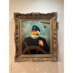 Kim Benson Sea Captain Oil Painting Ornate Gold Frame Nautical Portrait 30×32