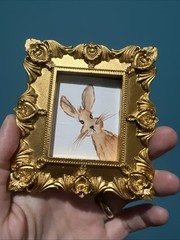 Bunny Rabbit ,cute,funny original miniature painting,small,mini