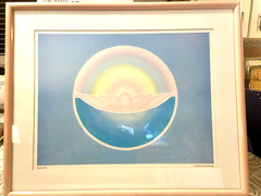 Barry Stevens Flying Lotus Mandala Digital Art Painting Framed & Matted 21 x 17