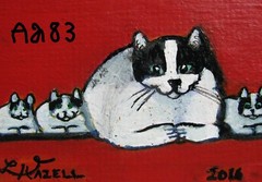 A283 ORIGINAL ACRYLIC ACEO PAINTING BY LJH „MOM,CURLY,LARRY,MOE