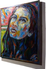 ORIGINAL 30×24″ OIL█PAINTING█REALISTIC GIRL█ART SIGNED FEMALE PORTRAIT WOMAN POP