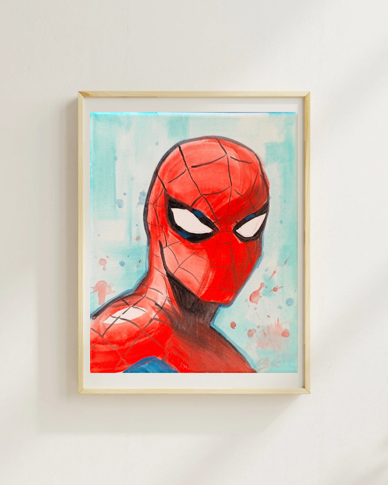 OSKI Spiderman Portrait 8×10 Canvas Fine Fan Art Original Expressionism Painting