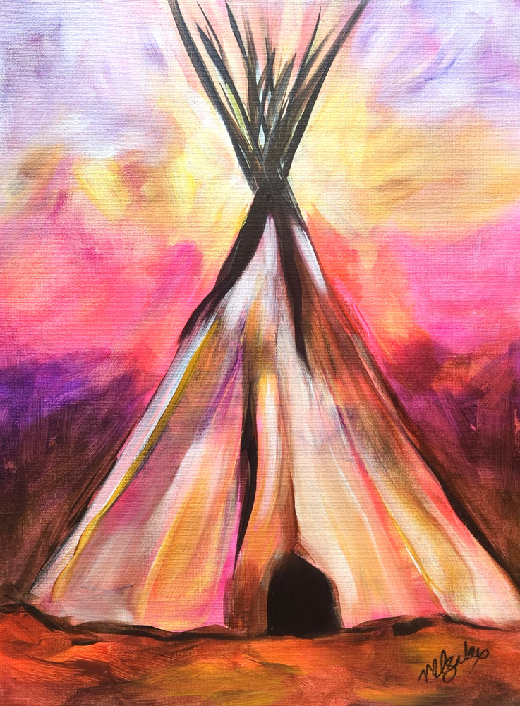 Southwest Teepee Painting 12×16 Original Desert Tribal Wall Art Decor