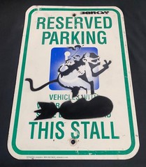 Very Vintage Rare Banksy Original spray stencil Street Sign Painting 2012