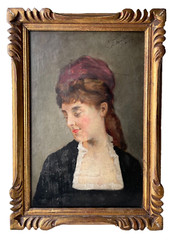 CORCHON Y DIAQUE (SPANISH, 1853-1925) – Oil Panel Signed – Portrait Woman