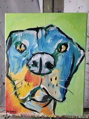 Abstract Expressionism Original Painting Dog 14×11 Fine Art Canvas Decor