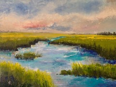 New Original Signed Realism Low Country Marsh Landscape Oil Painting Medium OOAK