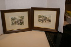 LOT OF 2 FRAMED WATERCOLORS PARIS-PLACE DU VERTRE,PLACE DE L’OPERA DIFF.ARTISTS