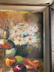 Carla Sue Rucker Nix „Vase Of Flowers Scene“ – Oil Painting – Signed And Framed