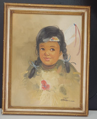 Vintage Oil Child Portrait – Signed Stone – Indigenous Style – 12×16 Canvas