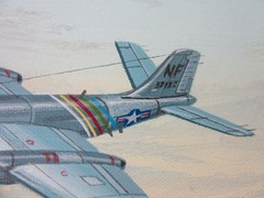 Raymond Waddey Painting US F-86D Sabre and B-57 Canberra, Signed Ron Beck 18×24″